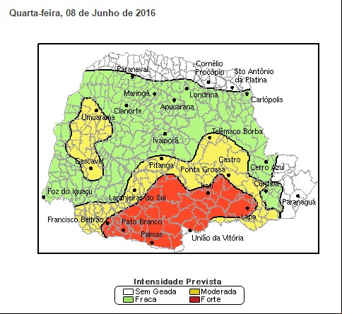 Previsão de geada - Simepar