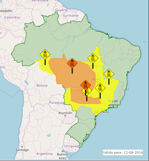 Mapa com alerta em todo o Brasil nesta 2ª feira - Fonte: Inmet