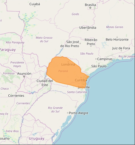Mapa das áreas com alerta de tempestade nesta 6ª feira - Fonte: Inmet