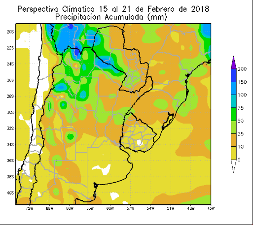 Perspectiva Agroclimática da Argentina 15-21 Fevereiro - Chuvas