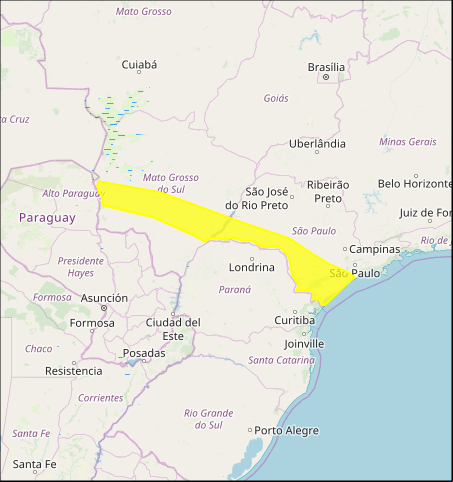 Mapa das áreas com alerta de chuvas intensas nesta 3ª feira - Fonte: Inmet