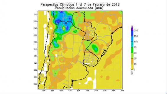 Chuvas na Argentina - 01 a 07 de Fevereiro de 2017