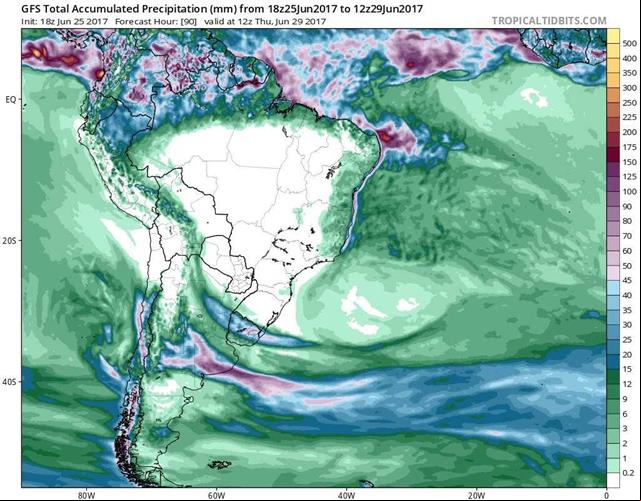 Mapa de chuvas na Argentina