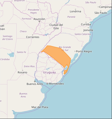 Mapa das áreas com previsão de chuvas intensas nesta quinta-feira - Fonte: Inmet
