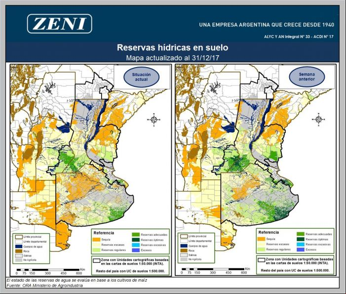 Mapa do estado de água no solo - Argentina - 31/12