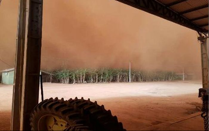 Redemoinho de vento cobriu fazenda em Campo Verde (Foto: Arquivo pessoal)