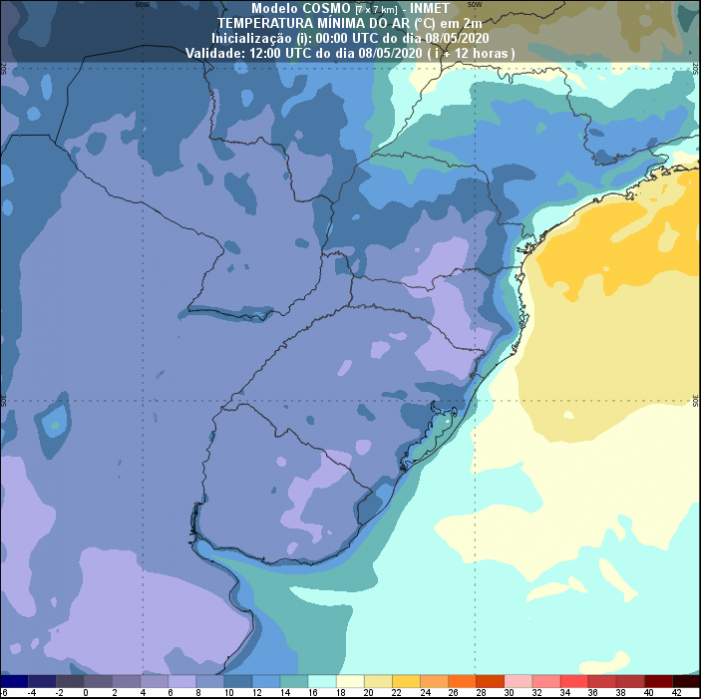 Temperaturas Sul e Centro-Oeste - Inmet - 0805