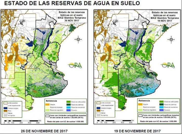 Estado de reservas hídricas no solo - Córdoba, Argentina