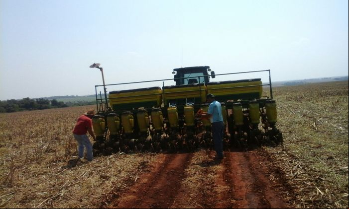 Imagem do dia - Plantio de soja em Laguna Carapã (MS), da Família Portela. Envio de Antonio Rodrigues Neto