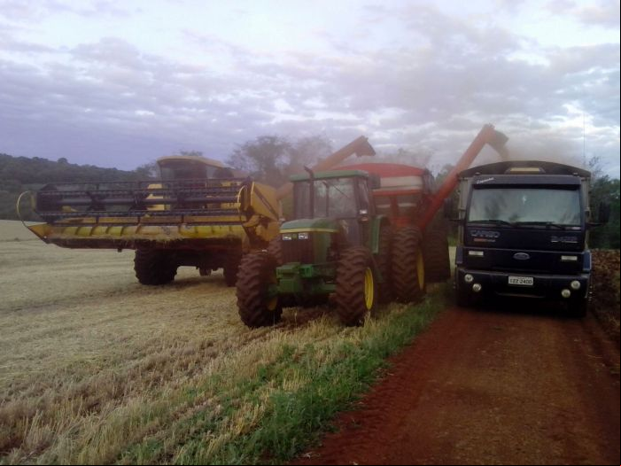 Imagem do dia - Finalizando a colheita de trigo em Mercedes (PR), da Família Franz. Envio de Maik Fernando Franz